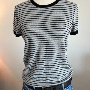 Premise Gray/Black Stripe Short Sleeve Sweater XS